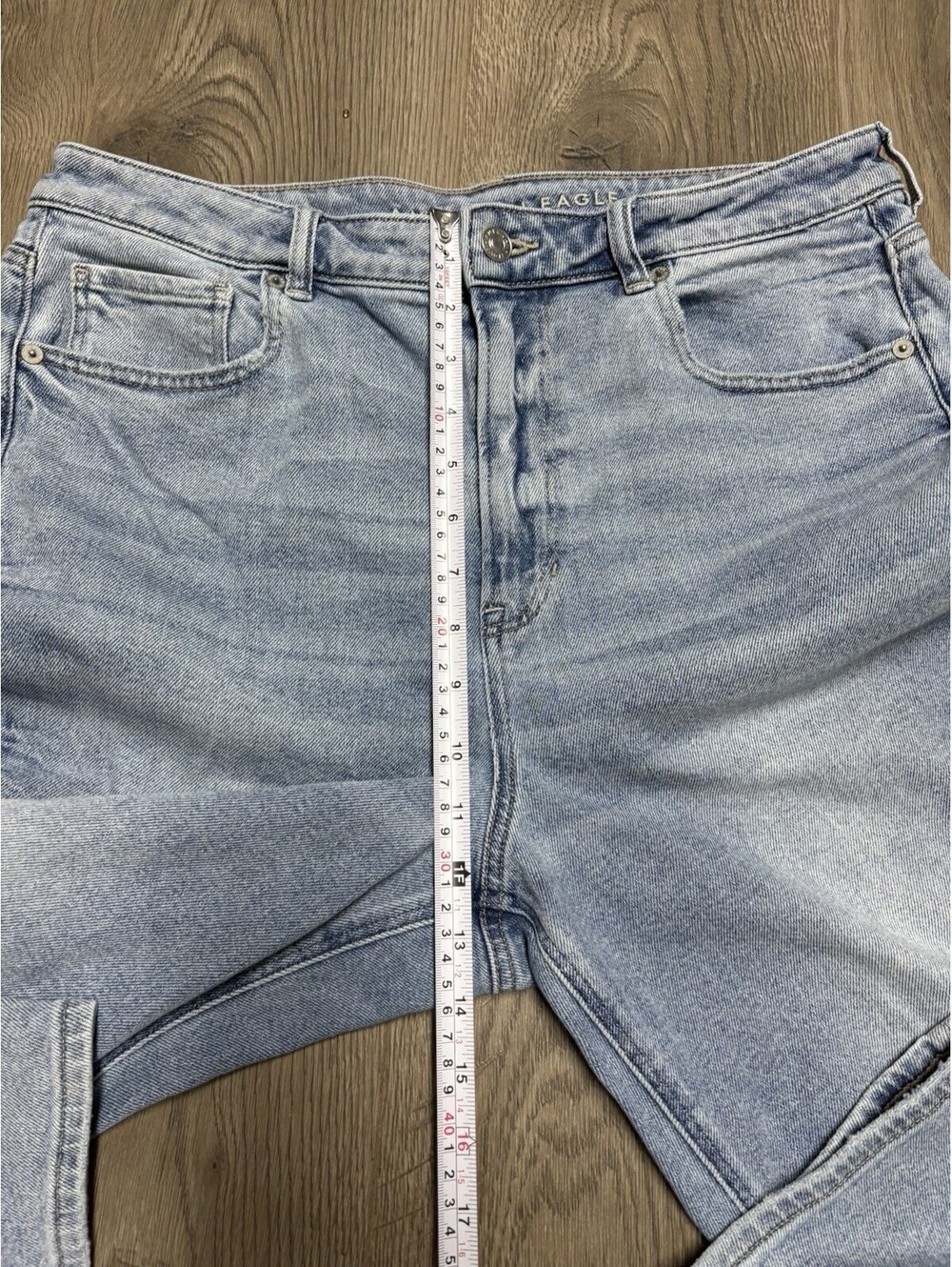 AE American Eagle Women's Mom Straight Jeans Stretch Size 14 Regular - Picture 3 of 10